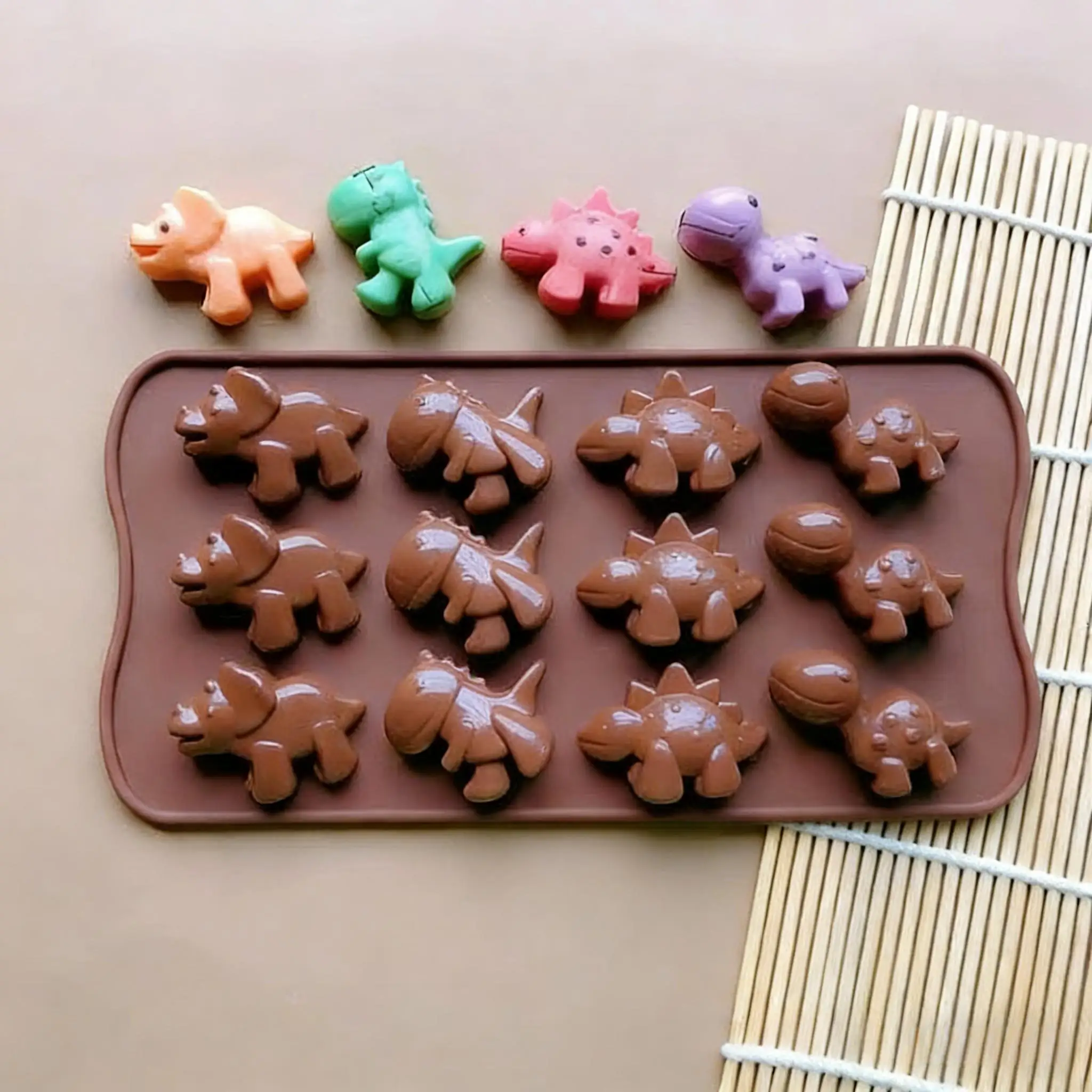 Silikon-Schokoladenform, Dinosaurier-Formen zum Herstellen von Schokolade, Waffeln, Süßigkeiten, Keksen