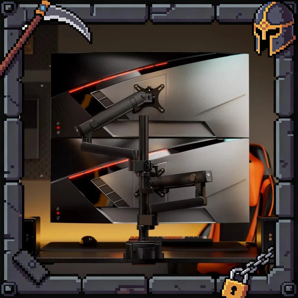 Brateck E500pd-2 Display Bracket Up And Down Double Screen Six-Axis Linkage Computer Display Screen Bracket 360 Screen Rotation