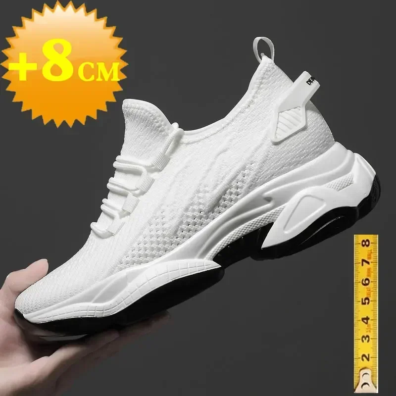 Increasing men sneakers casual heightening shoes 8cm height increase shoes for summer breathable 6cm elevator