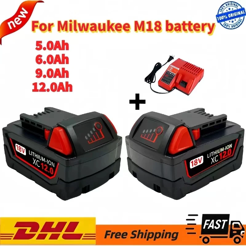 

Original for Milwaukee 48-11-1852 M18 LITHIUM XC 6.0Ah Extended Capacity Battery 48-11-1850 48-11-1840 Cordless Power Tools