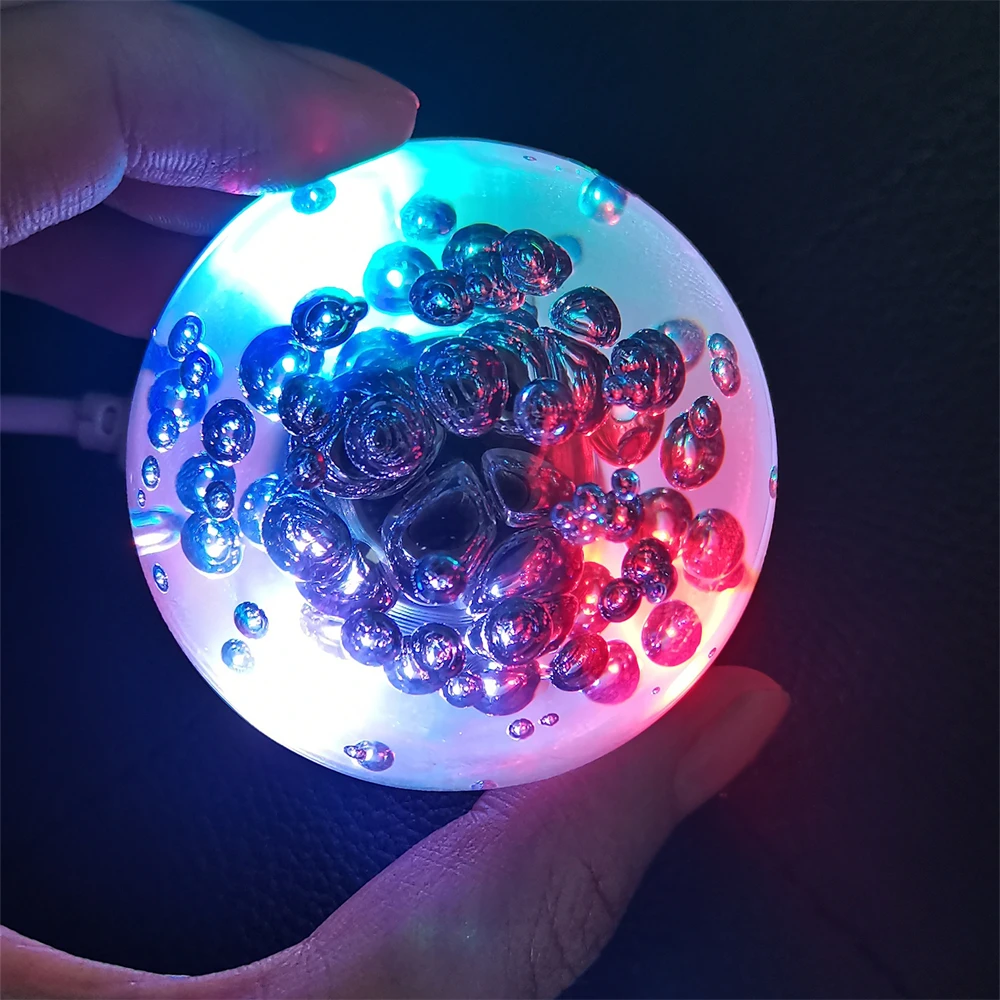 Universal Car Multicolor Crystal Bubble LED Light Round Ball Manual Gear Stick Shift Knob Shifter Lever AT MT