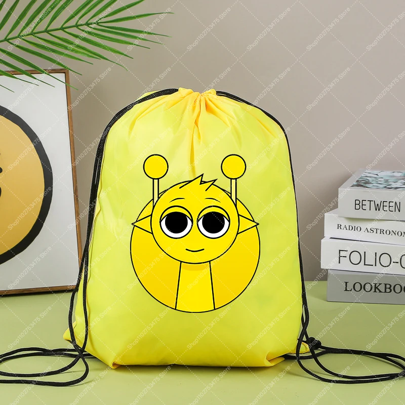 Sprunki Kids Cute Draw String Backpack Anime Print Book Bag Cartoon Storage Pouch Children Casual Accessories Gym Bags Xmas Gift