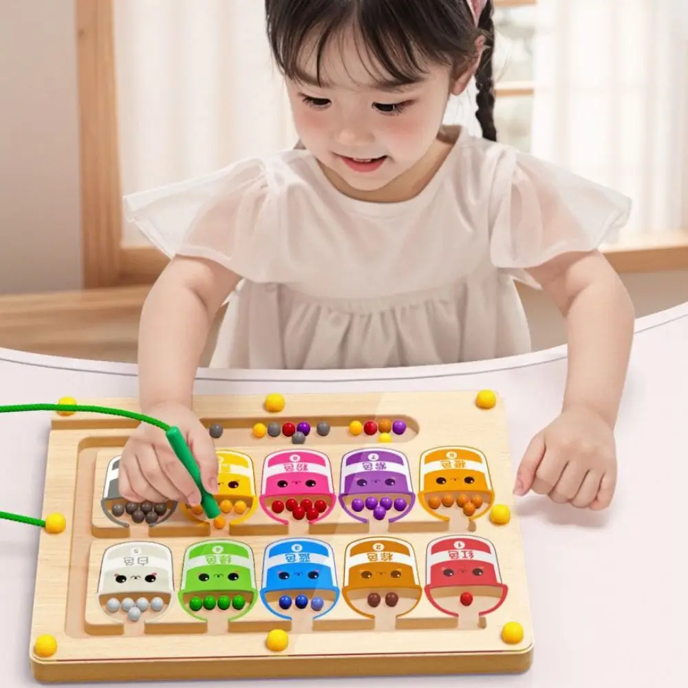 

Wood Wooden Positioning Game Montessori Colorful Kid’s Concentration Training Toys Magnetic Funny Magnetic Color Sorting Games