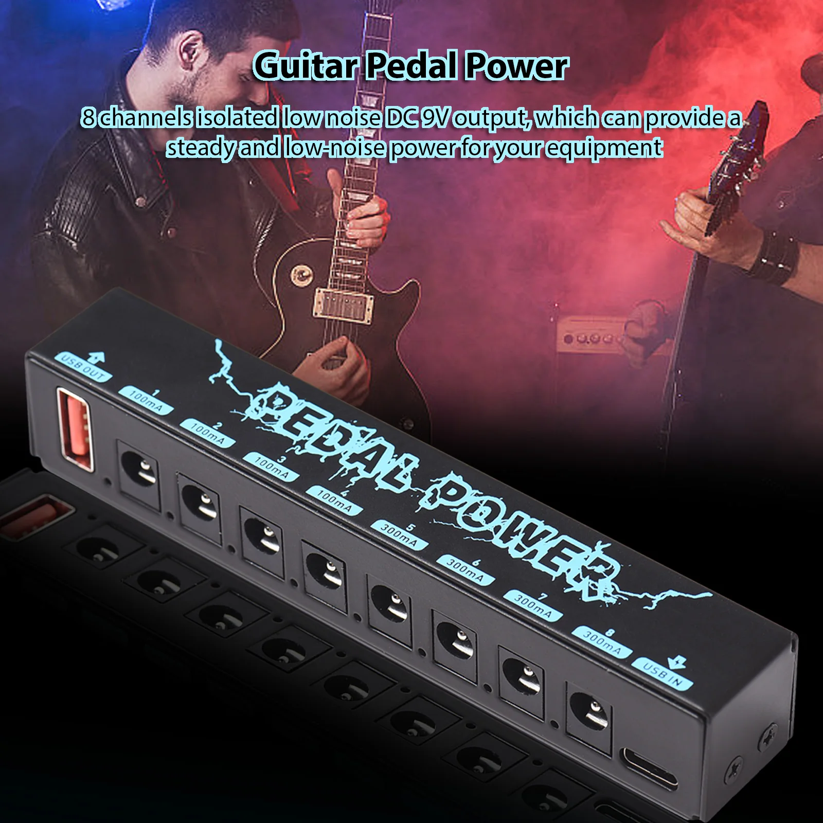 Guitar Pedal Power Guitar Effector Power Supply 8 Isolated DC Output Isolated Power USB IN 5V 2.1A & 8 DC OUT 9V & 1 USB OUT