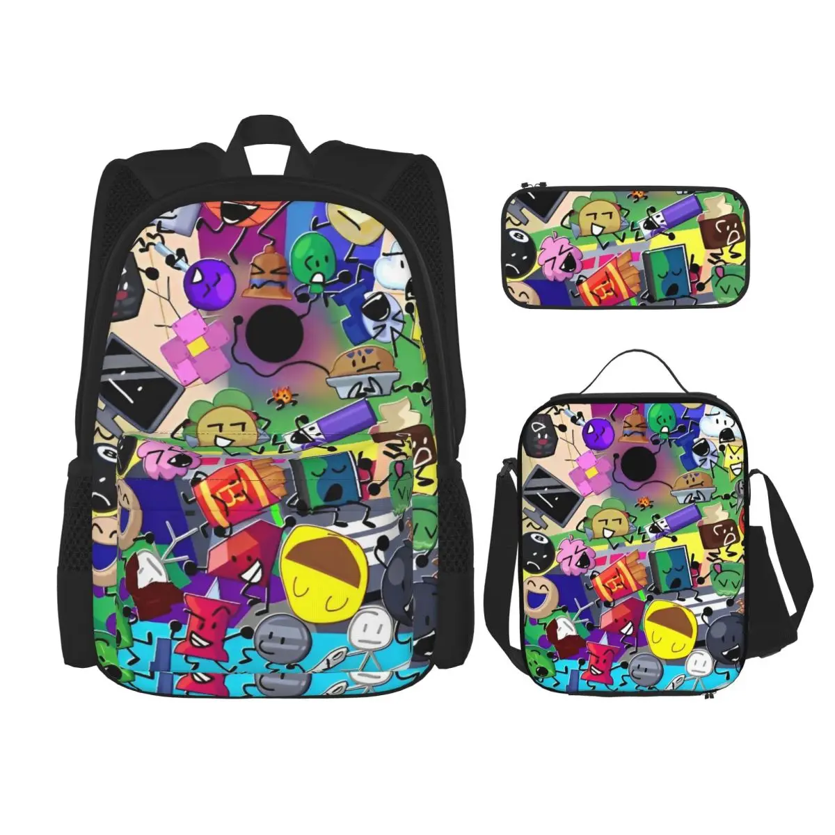 

BFDI Battle For Dream Island 3pecs/компл. рюкзак для мальчиков и девочек, школьная сумка на плечо, сумка для обеда, пенал