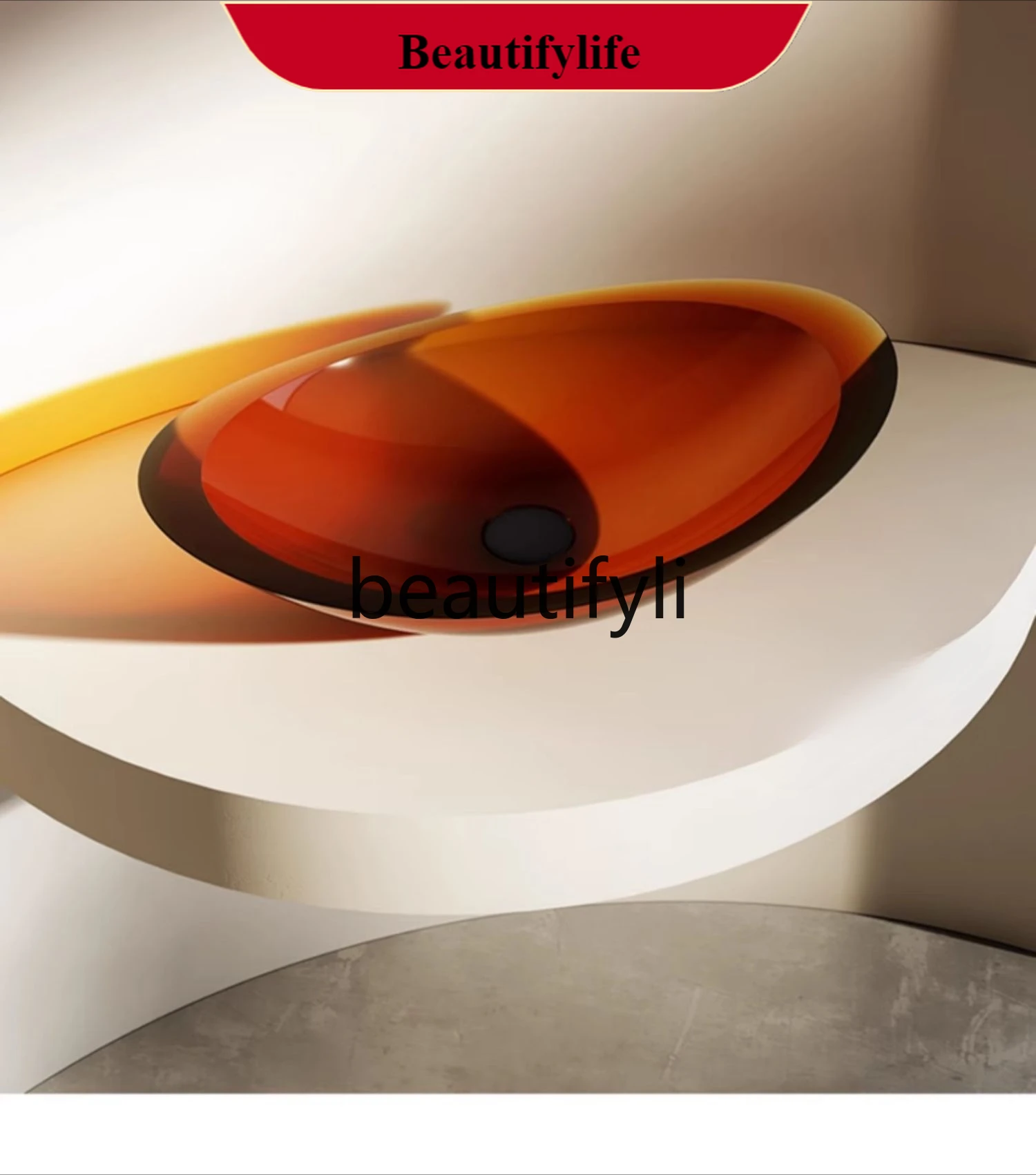

B185 Color transparent resin countertop basin Balcony small size wash basin Household goose egg-shaped wash basin