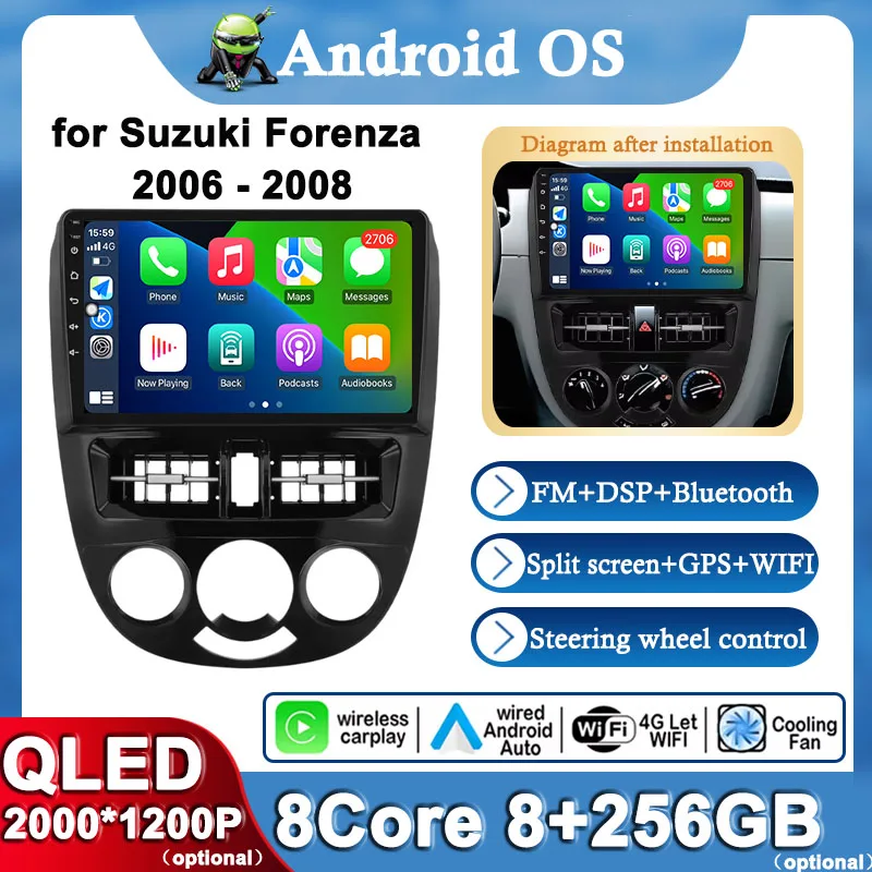 

Wireless Carplay Android 14 for Suzuki Forenza 2006 2007 2008 Car Multimedia Player DSP Stereo GPS Navigation Touch Screen 4G BT