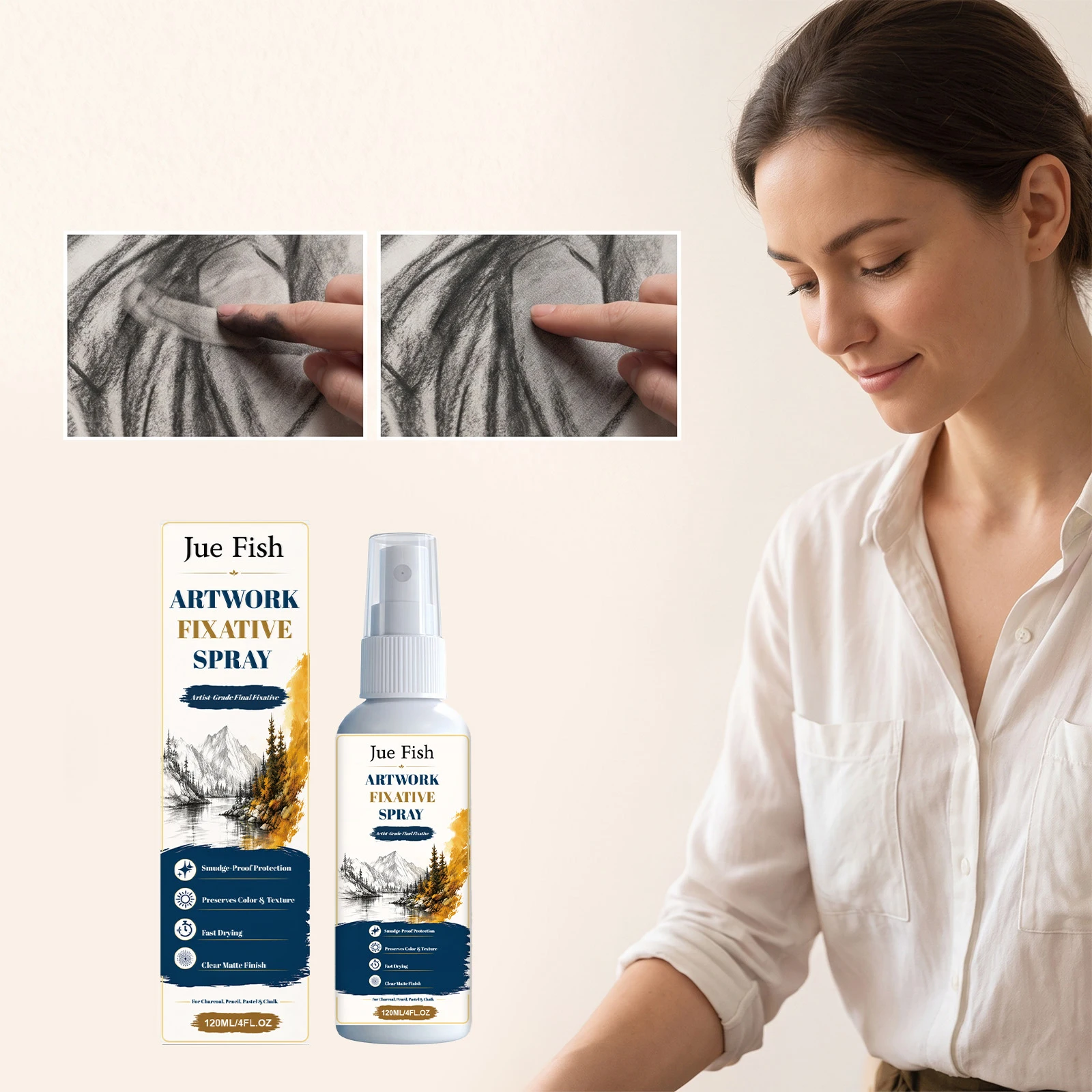Charcoal Fixative Spray for Pastel Pencil Graphite Chalk Artwork Quick-Dry Smudge-Proof Long-Lasting Artists Students