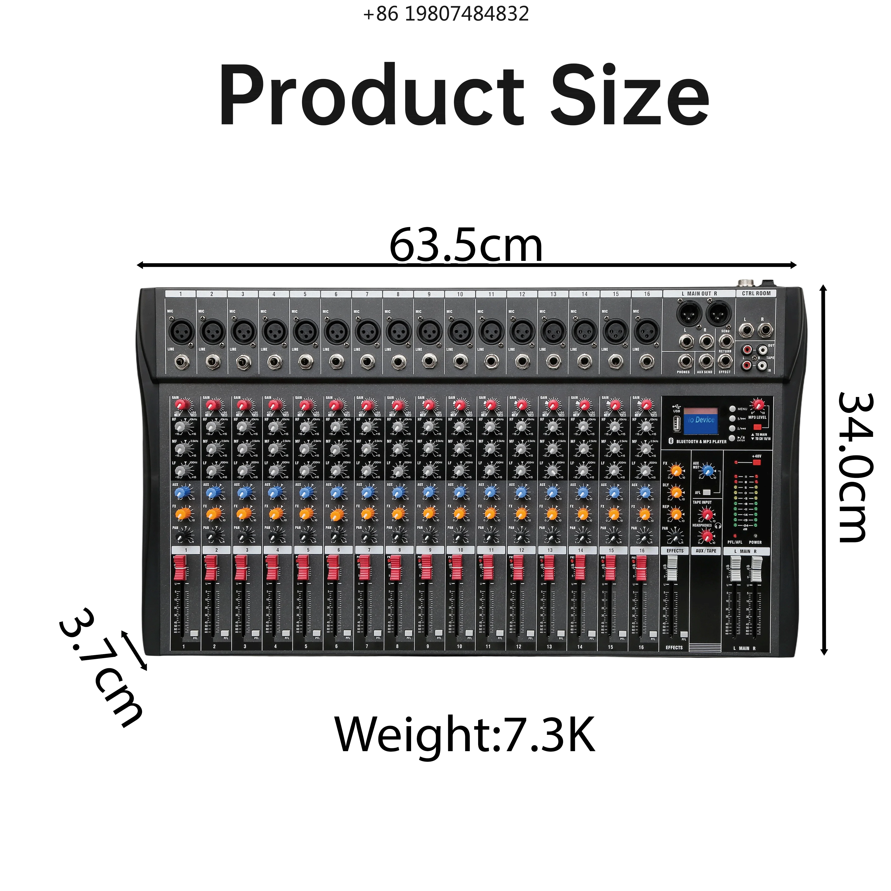 

USB Bluetooth UC-16 Professional Audio Mixer 16 Channel 16 Mic Inputs 3-Band British EQ AC 90-250V