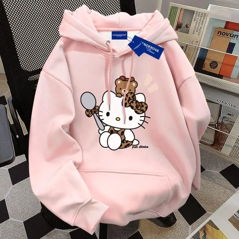 

Толстовка Sanrio Hello Kitty, милая, крутая, милая, оригинальный дизайн, очаровательная женская свободная посадка, ранняя осень, повседневная модная толстовка