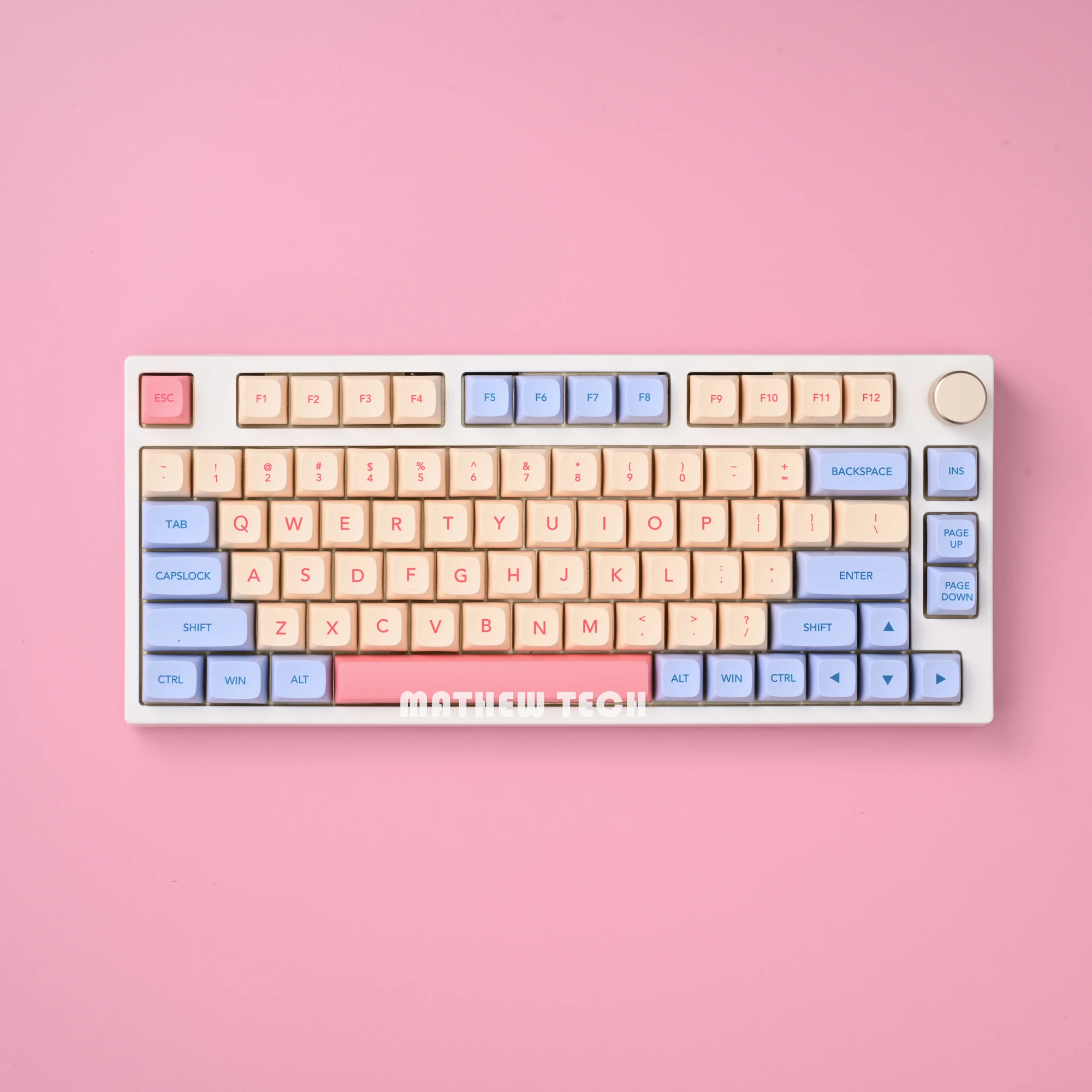 Imagem -04 - Mathew Tech-mk80 Max Marshmallow Rosa Teclado Mecânico Hot-swappable Três Modos sem Fio 75 Layout Interruptor Linear