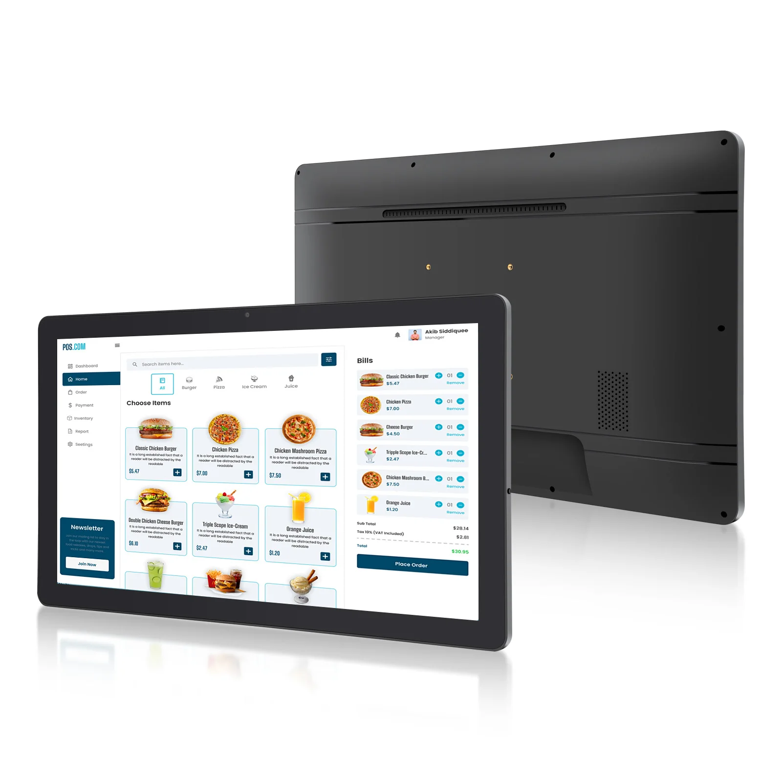 壁掛け式10.1インチAndroidタブレット、2G+32G、静電容量式タッチスクリーンモニター、WIFI、RJ45、POE、キオスク、VESAマウント、スマートホームパネル