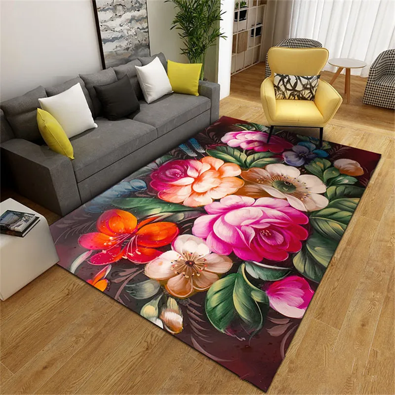 

Gorgeous Flower Art Carpets For Home Living Room Bedroom Decor Anti-Slip Floor Mat Fashion Kitchen Carpet Bedside Sofa Area Rugs