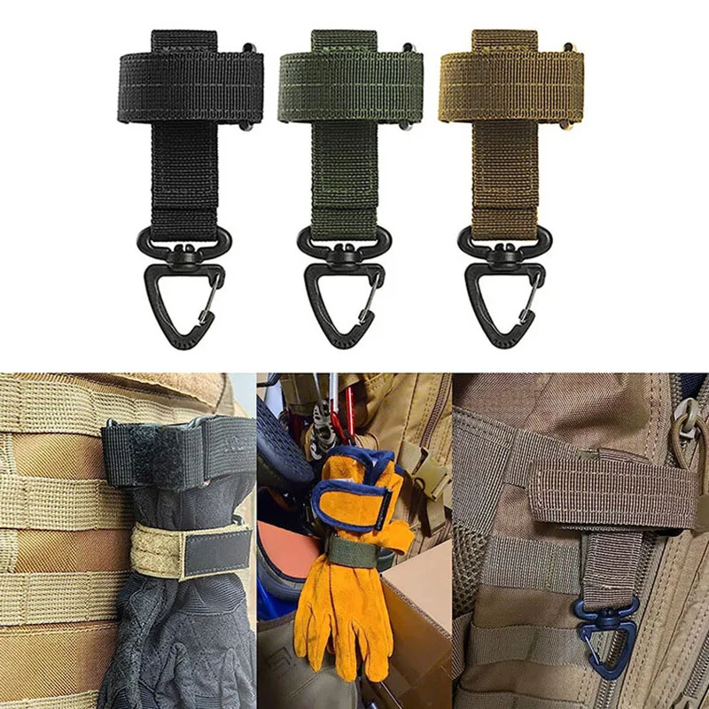 

Multi-purpose Nylon Gloves Hook Outdoor Camping Tactical Climbing Rope Holder Anti-lost Hanging Buck Strap Safety Clip Belt
