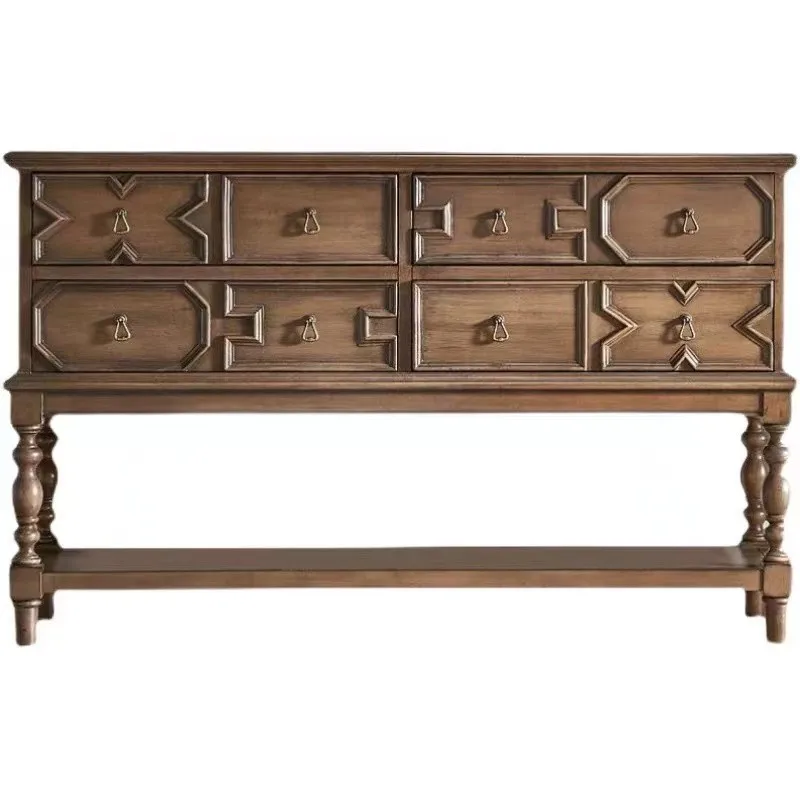 American light luxury solid wood living room porch cabinet retro Roman column foyer cabinet locker partition decorative cabinet