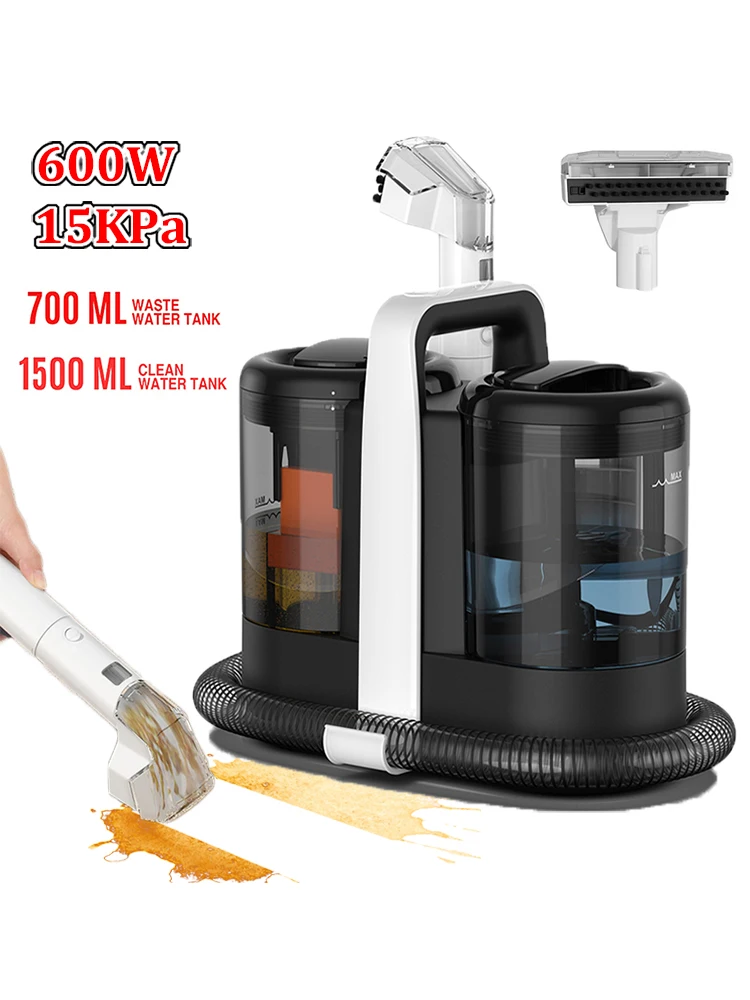 600W 15KPA Tragbarer Teppichreiniger Handstaubsauger mit Sprühfunktion Integrierte Reinigungsmaschine für Sofa Tierhaare Staubsauger