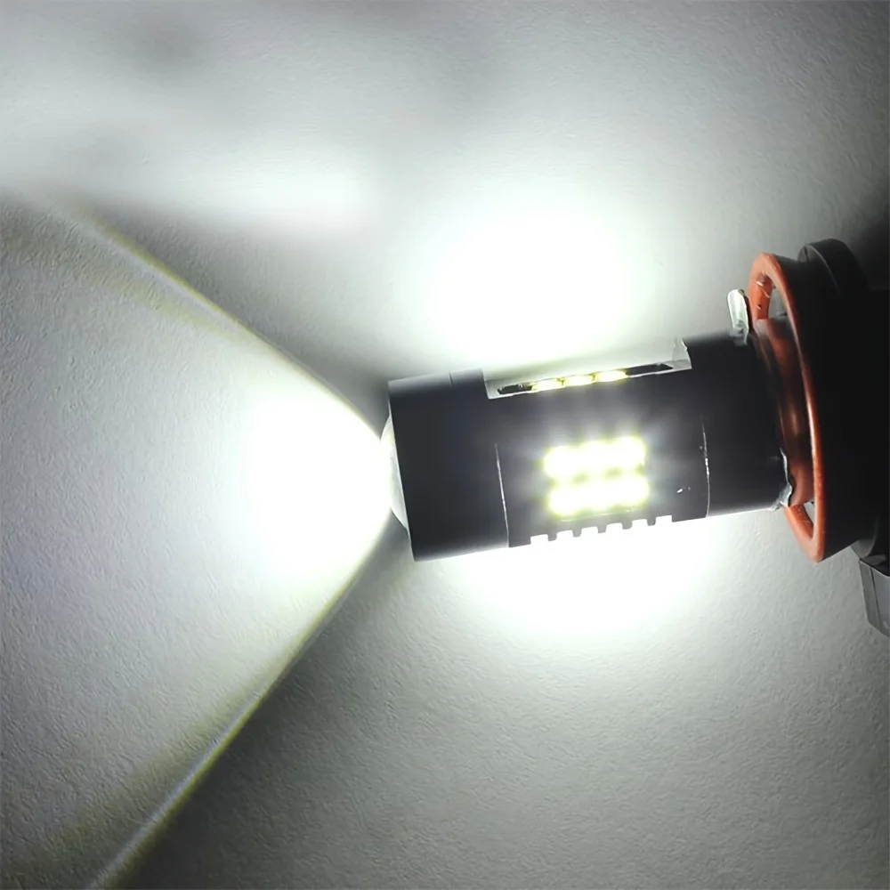 2pcs H11/H8 Black Aluminum Second Generation 21SMD LED Turn Signal Bulbs- High-Intensity, Pre-Wired, 12V/24V Compatible,