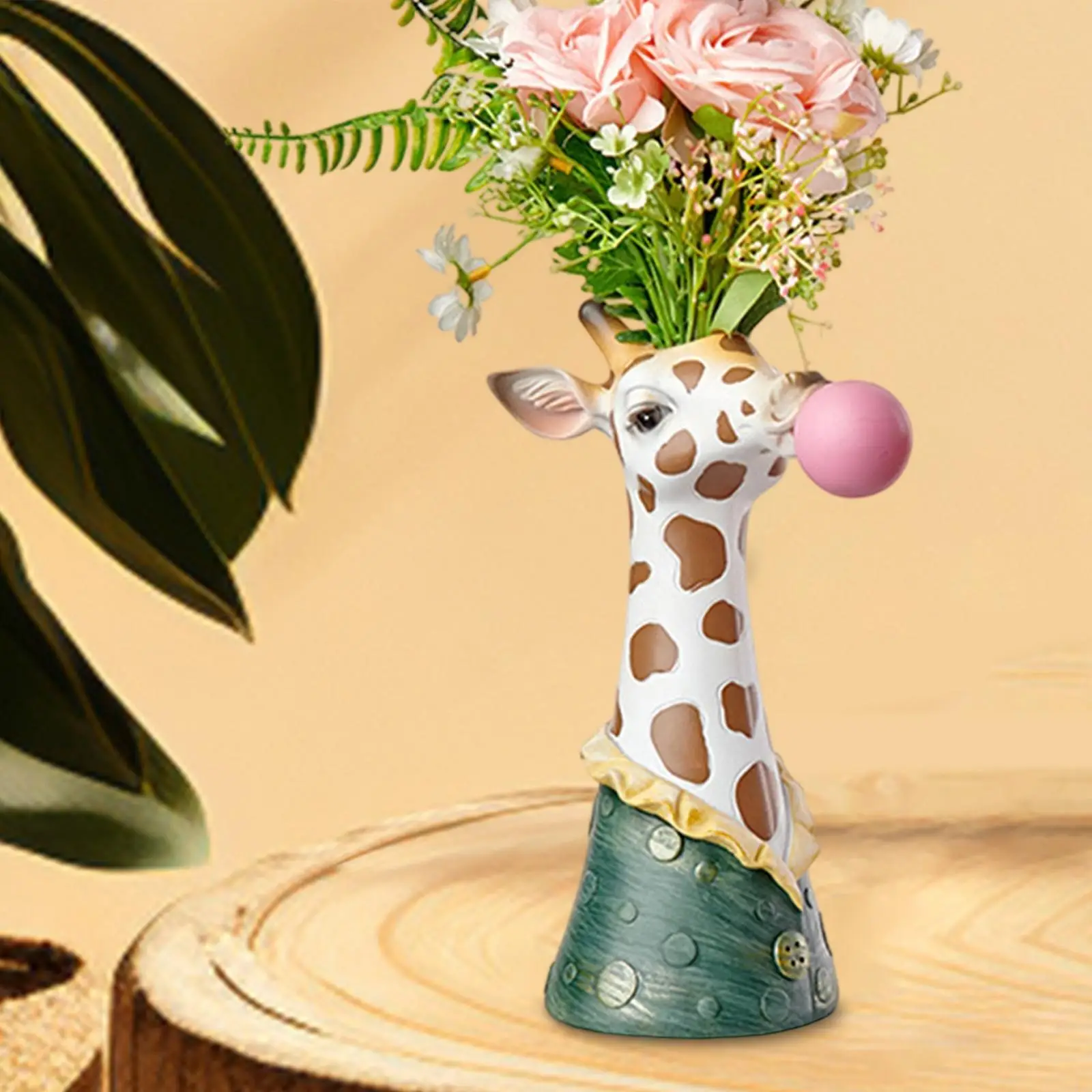 Blowing Bubbles Creative Vase Art Statue Table Decoration Living Room Ornaments Animal Face Vase Artificial Flower Vase Resin