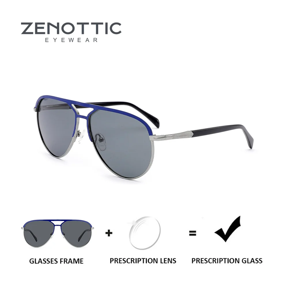 ZENOTTIC Fashion Pilot Metal Polarized Uv400 Aviator Prescription Sunglasses For Unisex Modish Pilot Corrective Sun Glasses