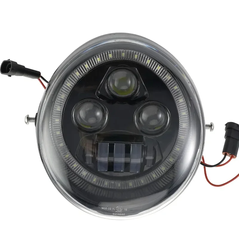 Super Bright Motorcycle Black LED V-rod Headlight with Halo Ring for Harley