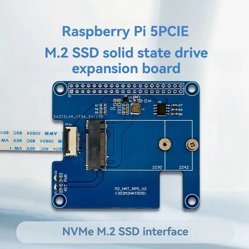 For Raspberry Pi 5 PCIE M.2 SSD Expansion Board Supports Hailo8l Module For 2230/2242 NVME SSD-B12B