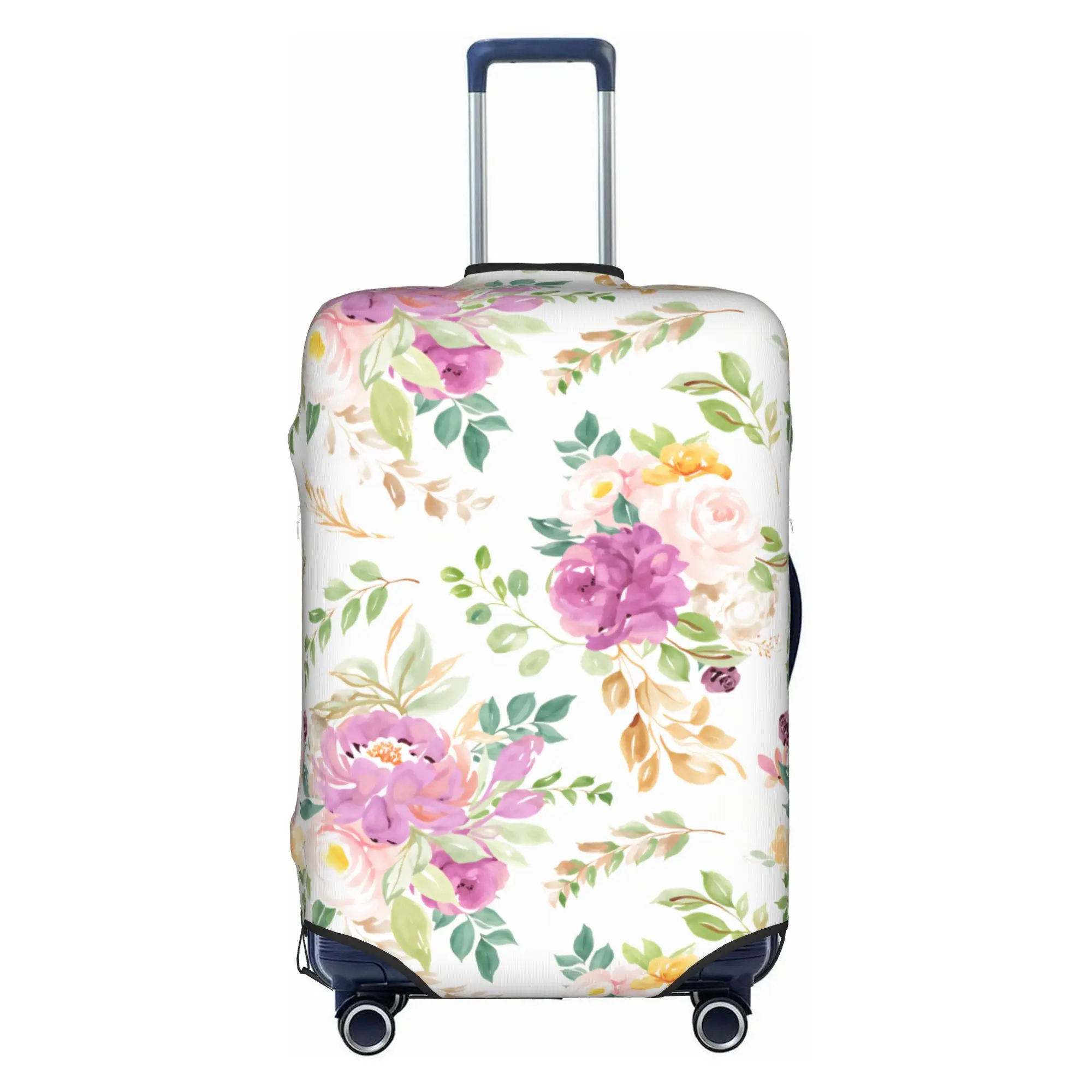 Orchid Purple Sage Pink Peach Mustard  Travel Luggage Cover Washable Watercolor Floral  Suitcase Cover Protector Fit 18-32 Inch