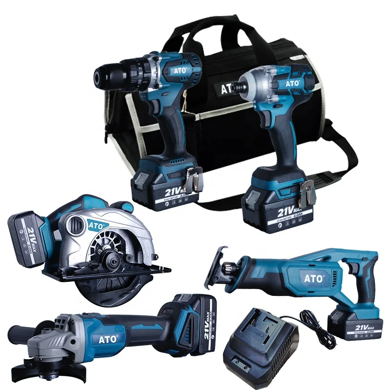 ATO Power Tools N in one High Quality Two Batteries 3.0Ah 4.0Ah 5.0Ah 21V Cordless Brushless Impact Drill Driver