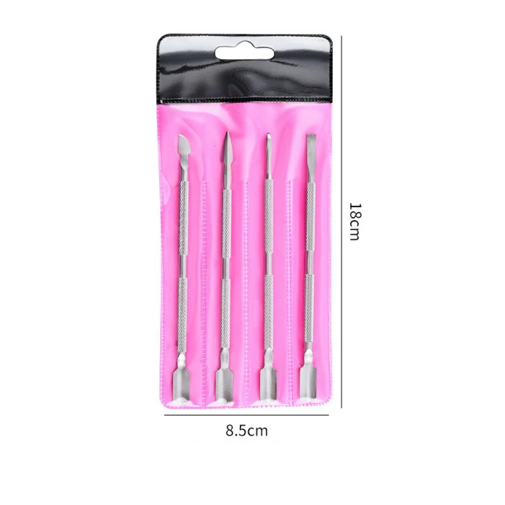 Stainless Steel Cuticle Pusher Double-Ended Beveled Steel Dead Skin Remover Double-Sided Multicolor Gel Nail Polish Remover