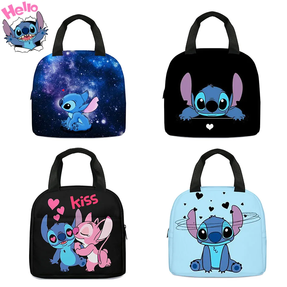 Disney Anime Lilo&Stitch Insulated Lunch Box Cartoon Stitch Waterproof Cooler Handbag Bento Bag Lunch Container Food Storage Bag