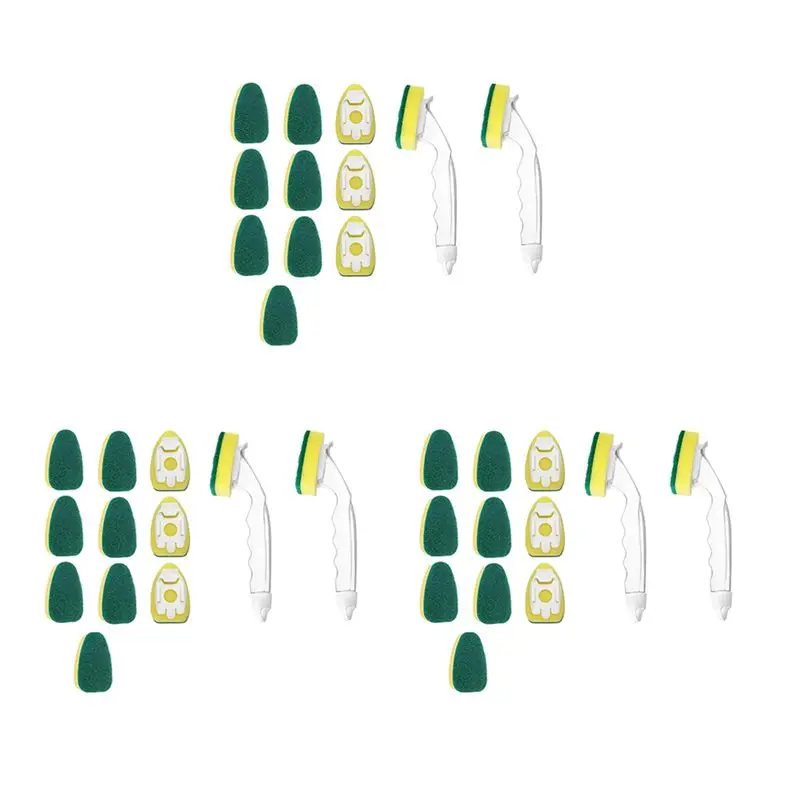 

Набор из 6 прочных губок-щеток для мытья посуды, не царапающие поверхности, для кухни и раковины, с ручкой - AT64