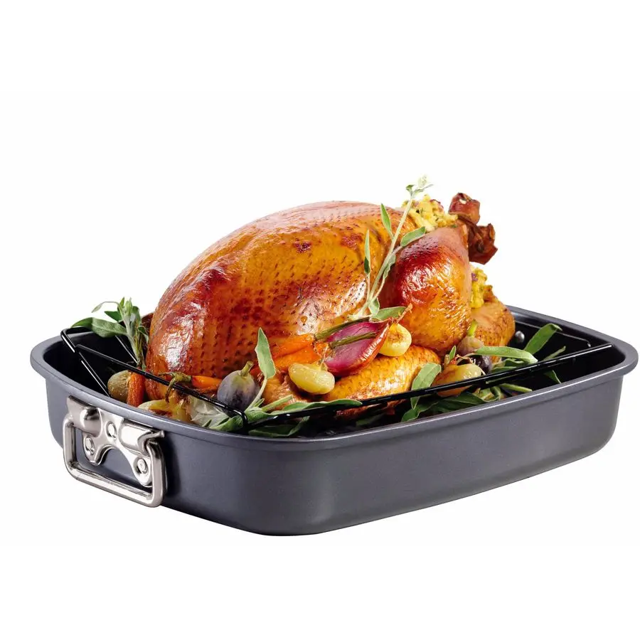 

Противень для запекания, 17-дюймовый, антипригарный, для индейки, лазаньи, с V-образной решеткой, прямоугольный, глубокий, для жарки курицы, для барбекю, для индейки 14.