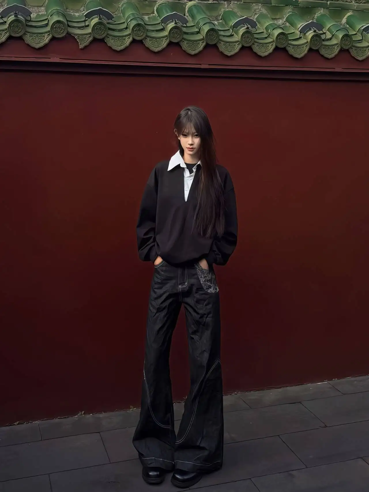 

Bla Original Jeans Oz Men's Wide Leg Jeans mid Waist Straight Cut Casual Trousers Breathable Wear Resistant Spring Faion