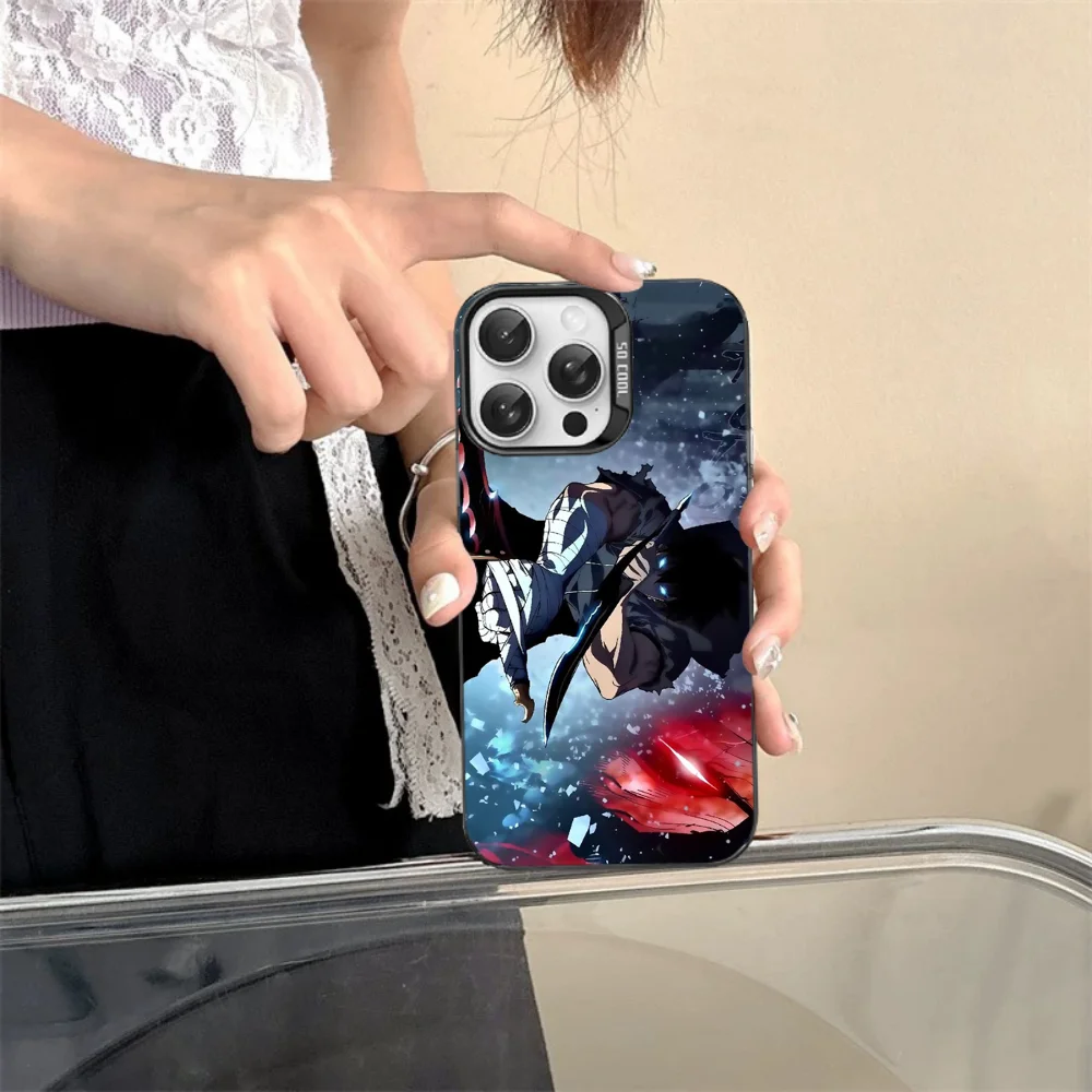 Anime sólo nivelační telefon pouzdro pro iPhone 16 15 14 13 12 11pro pro maxi X XR XSMAX 8 7 plus matná nárazuvzdorné zpět zakrýt