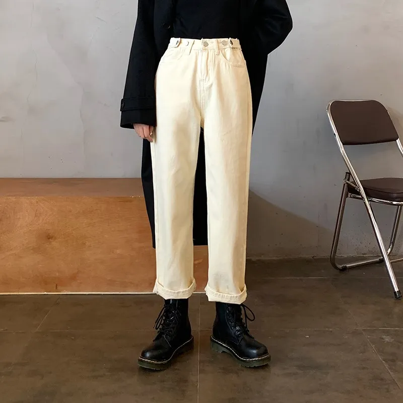 Plus size cintura alta perna larga jeans feminino solto calças de corte reto cobrindo pernas thi outono inverno roupas faion