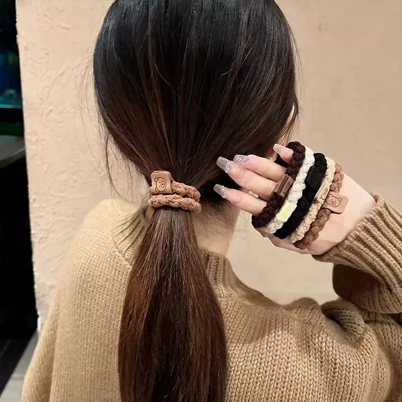 5-teiliges Haargummis aus weichem Stoff, elastische Gummibänder in verschiedenen Farben, minimalistisches Haarseil-Set, passendes Pferdeschwanz-Brötchen-Zubehör