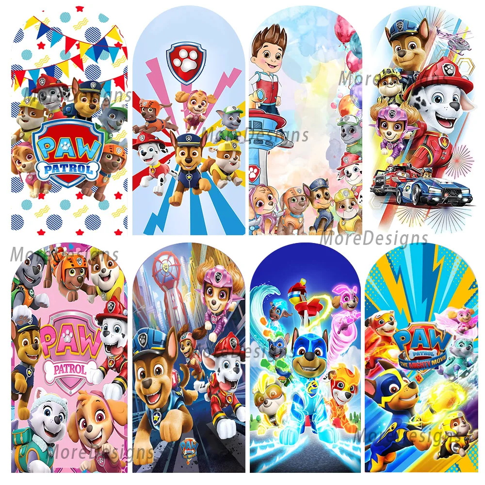 

Paw Patrol Arch Backdrop Covers Baby Shower Decoration Cover Boys Birthday Party Polyester Double-sided Zipper Photography Props