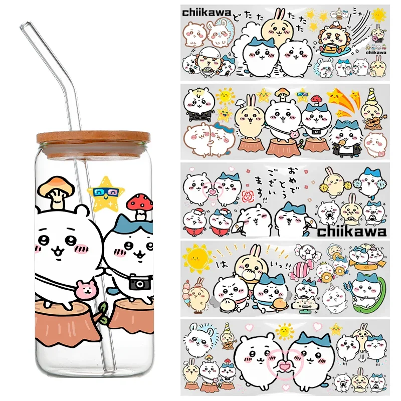 Hachiware Usagi 16OZ UV Dtf Tumbler Cup Chiikawa DIY Decals Transfers Uvdtf Crystal Stickers Sticker Momonga DIY Wraps Sticker