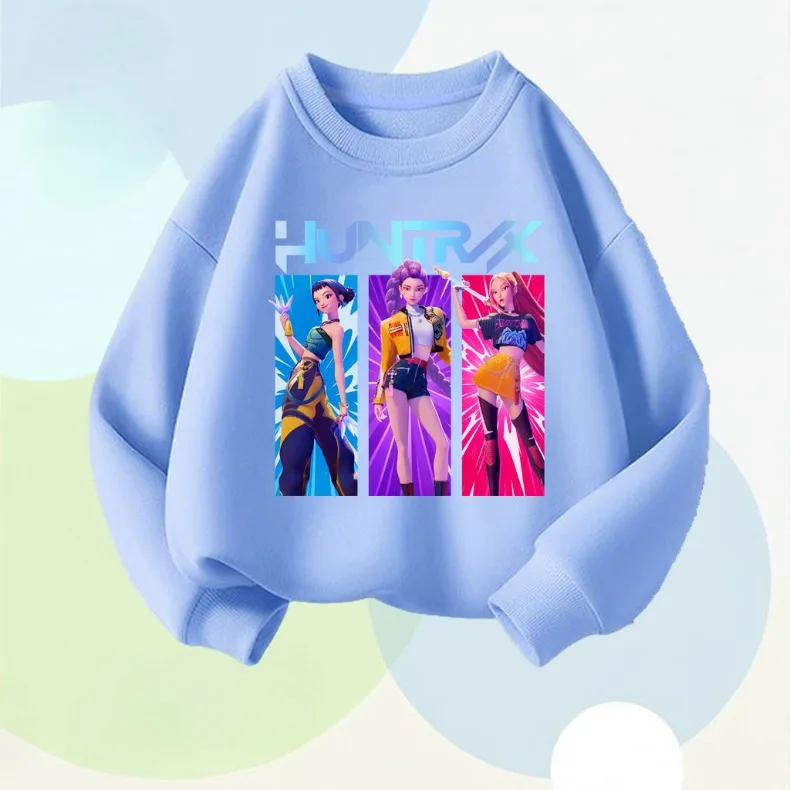 spring new style children's long sleeve tops K POP cartoon printed girls casual pullovers kids o neck sweatshirt breathable top