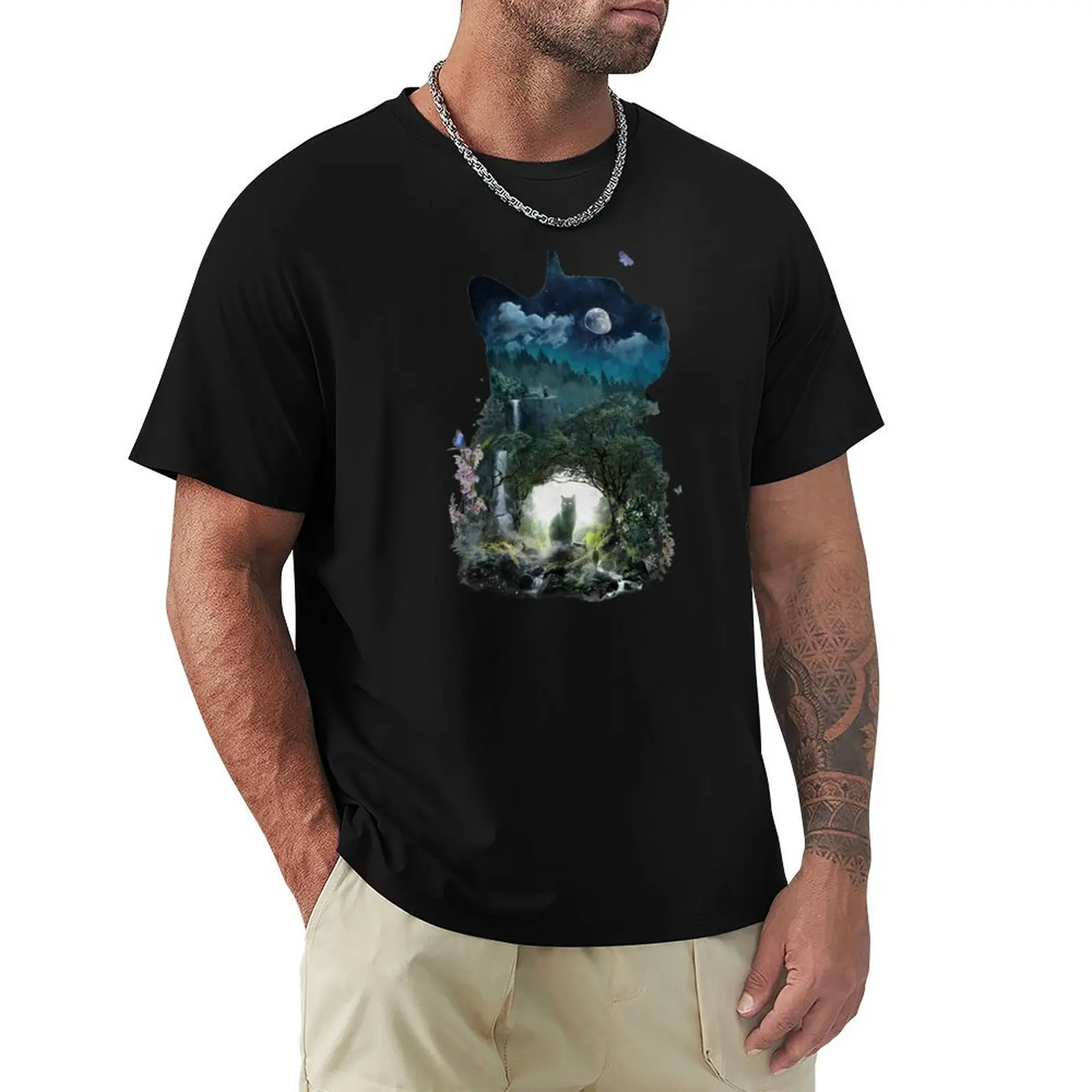 Realm of the Cats T-Shirt Simple Line Art Print Tee