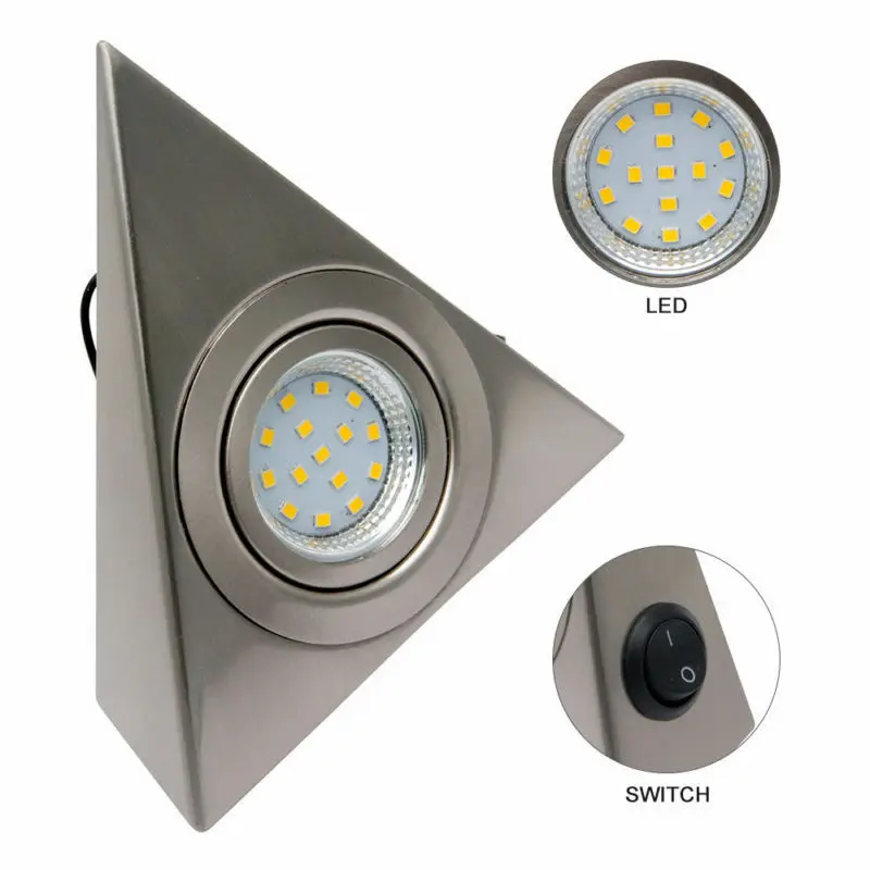 6PCS Led Warm LightS Mains Kitchen Under Cabinet Cupboard Triangle Light Kit Cool Warm Light/White Light 3500K/6000K