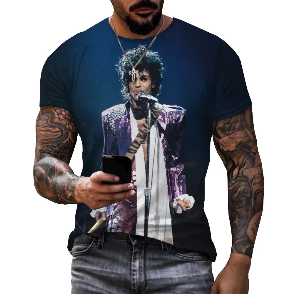 Singer Prince Rogers Nelson 3D Print T-Shirts Streetwear Men Women Fashion Short Sleeve T Shirt O-Neck Kids Tees Tops Clothing