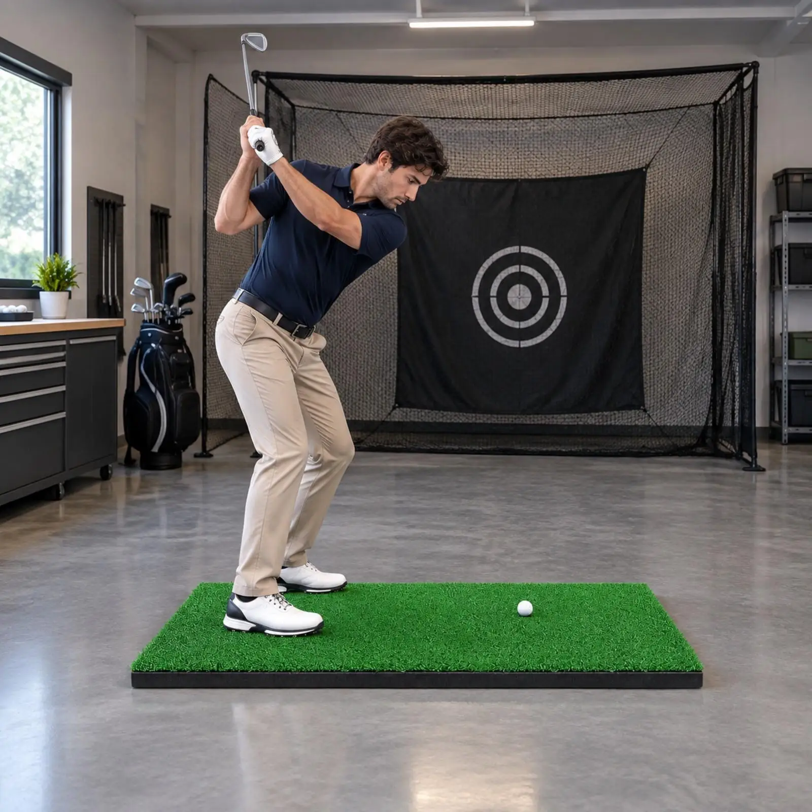 Golf Hitting Mat for Swing Practice with Artificial Turf Surface and Cushioned EVA Base for Chipping