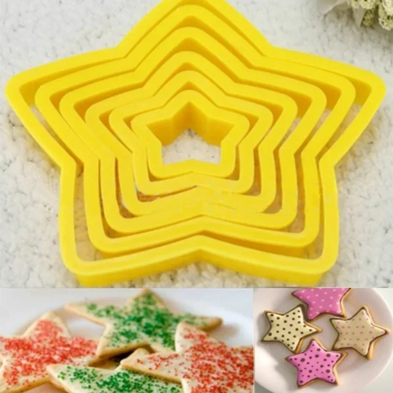 6Pcs/Set 3D DIY Pentagram Christmas Tree Cookies Cake Cutter Mold Set Baking Tool for Christmas Day Cookie Cutter Set view 4