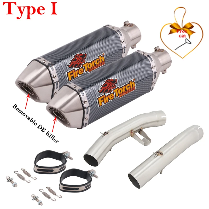 Slip On For Yamaha FJR 1300 FJR1300 2001 - 2022 Motorcycle Exhaust Escape Systems Muffler With Double Middle Link Pipe DB Killer