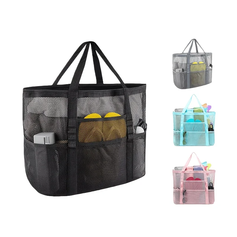 One beach bag, shoes, swimsuits, seaside travel storage bag, multi-functional mesh single-shoulder hand-held swimming bag