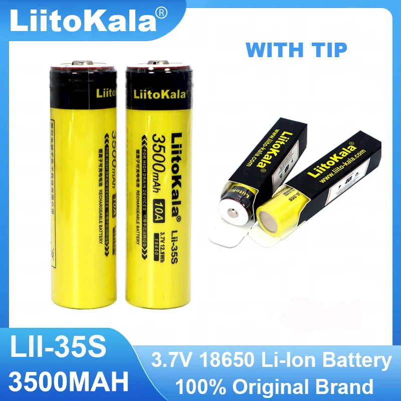 New LiitoKala Lii-35S 18650 battery 3.7V 3500mAh Rechargeable lithium battery for LED Flashlight+DIY Pointed