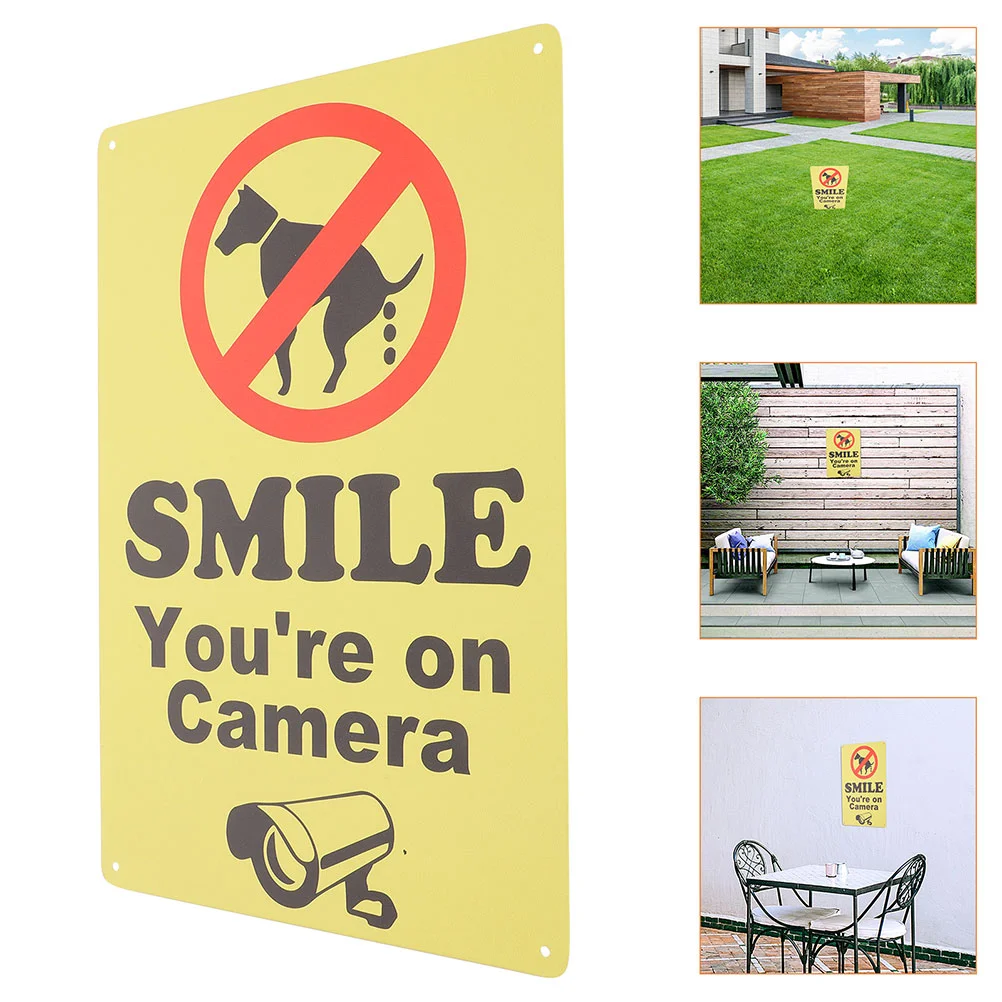 Retro Iron Wall Sign Dog Walking Warning Warm Tip No Peeing Signs for Yard Camera Outdoor Smile You're Park