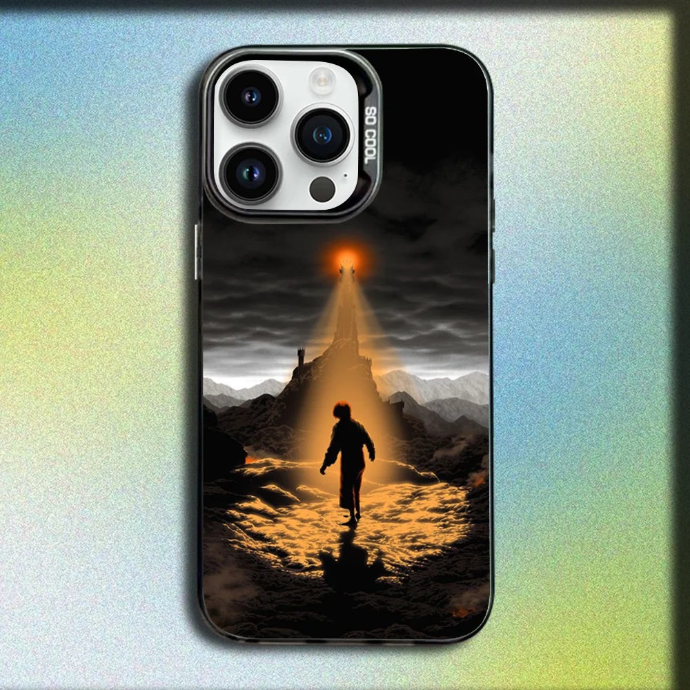 Casing Ponsel Peta Lord Of The R-ring untuk iPhone 16,15,14,13,12,11,Mini,Pro,SE,MAX Sampul Hitam Silikon Matte Abu-abu