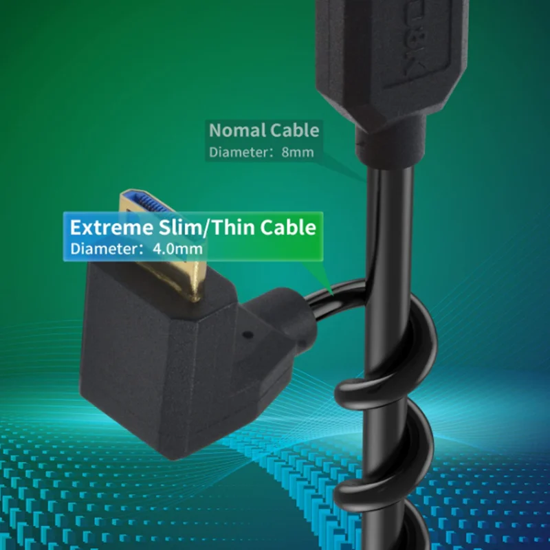 30cm 2.1V 8K 60Hz 90 Fegree Angle Mini HDMI-compatible Male to HDMI-compatible Female Thin Wire HD OD4.0mm Extension Cable