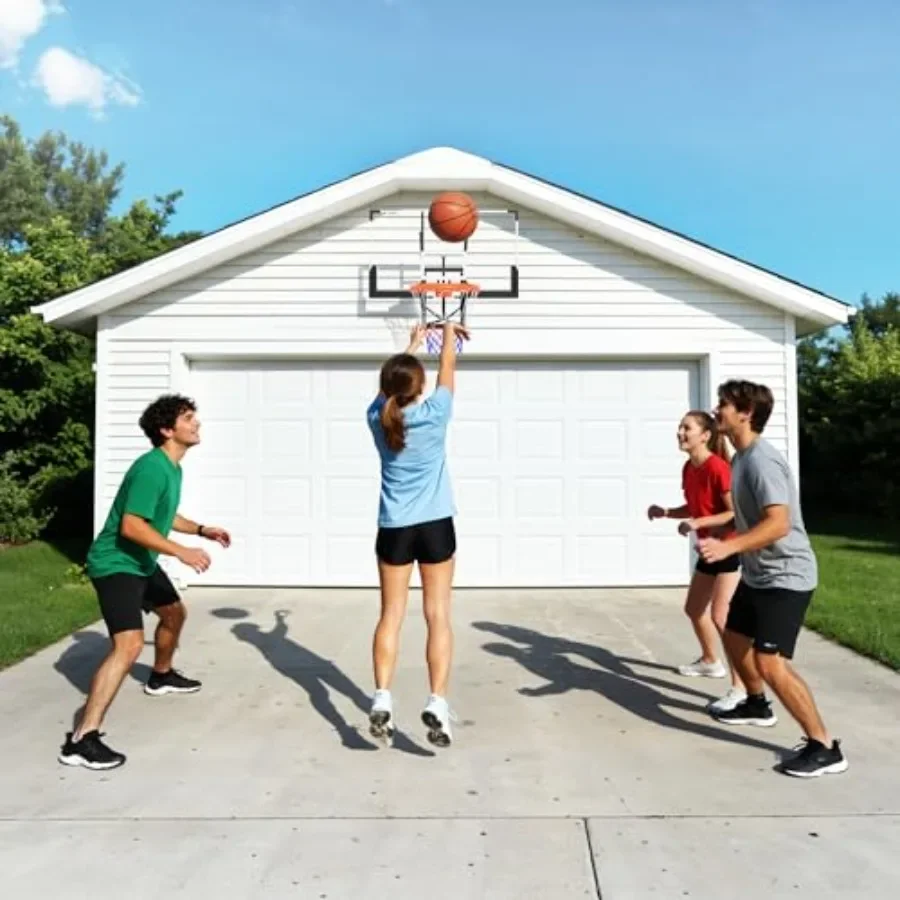 48 Inch Wall Mounted Basketball Hoop for Home Garage Gym School Park, Shatterproof PC Backboard, Black, 8-10 ft Adjustable Heig